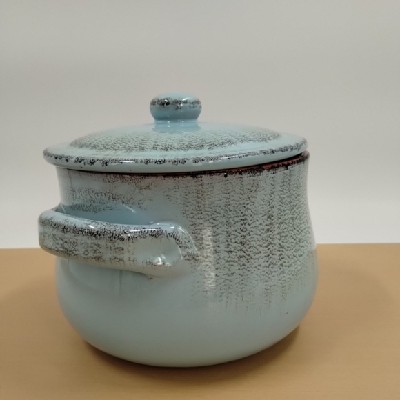 De Silva Terracotta Pottery Pot 6" x 7" Blue Cook Ware Casserole Soup Bean 48oz - Picture 6 of 13